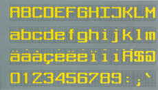 111-segment LCD Zeichensatz